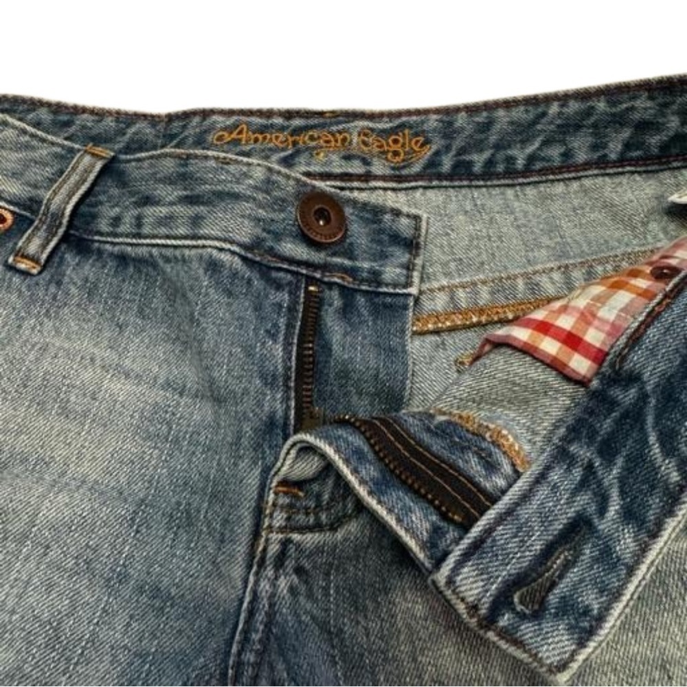 American Eagle Blue Jean Shorts Size 4 Distressed Pockets Zip Front NWT - Picture 12 of 16